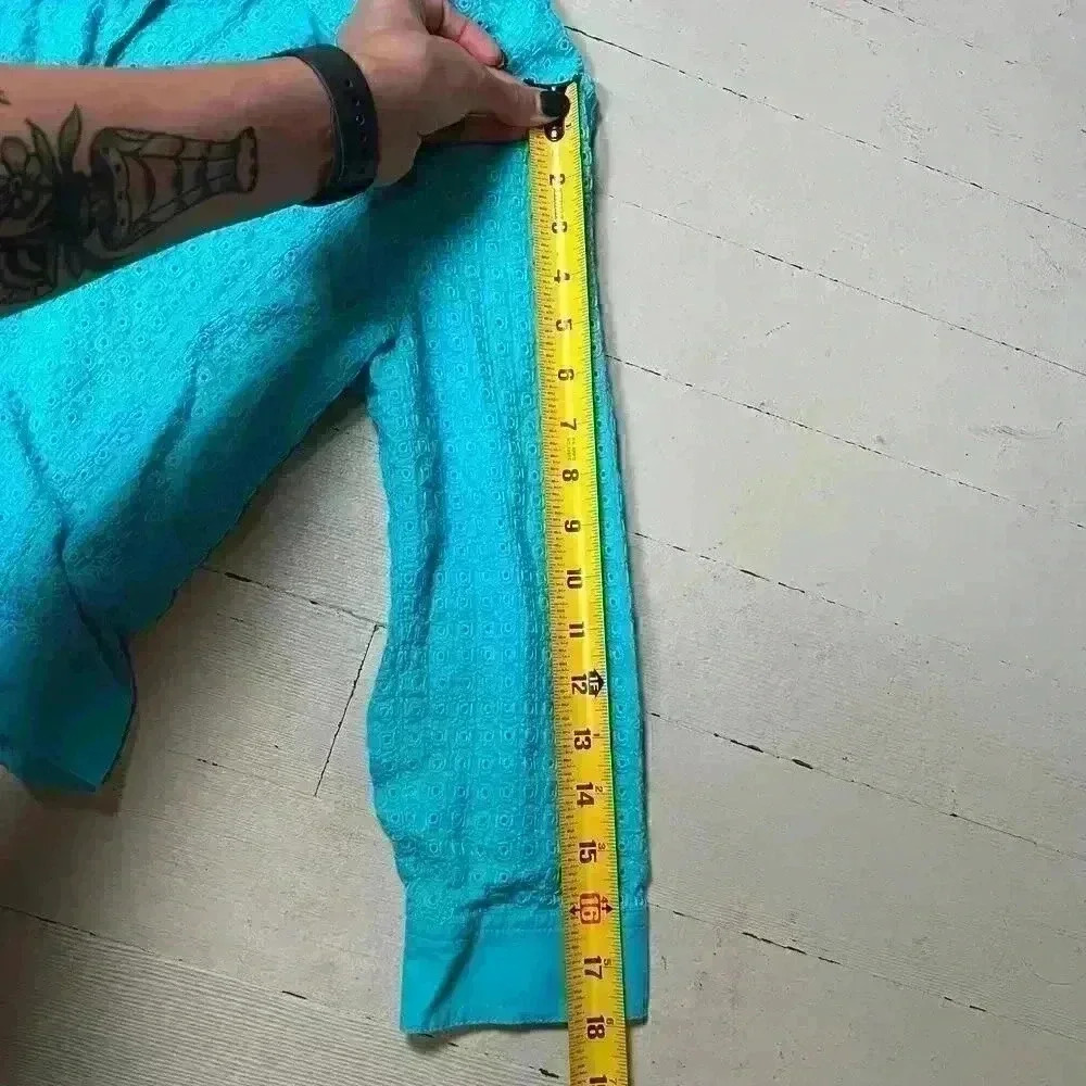 RUBY RD. Turquoise Jacket Size 6 100% Cotton - Picture 6 of 7
